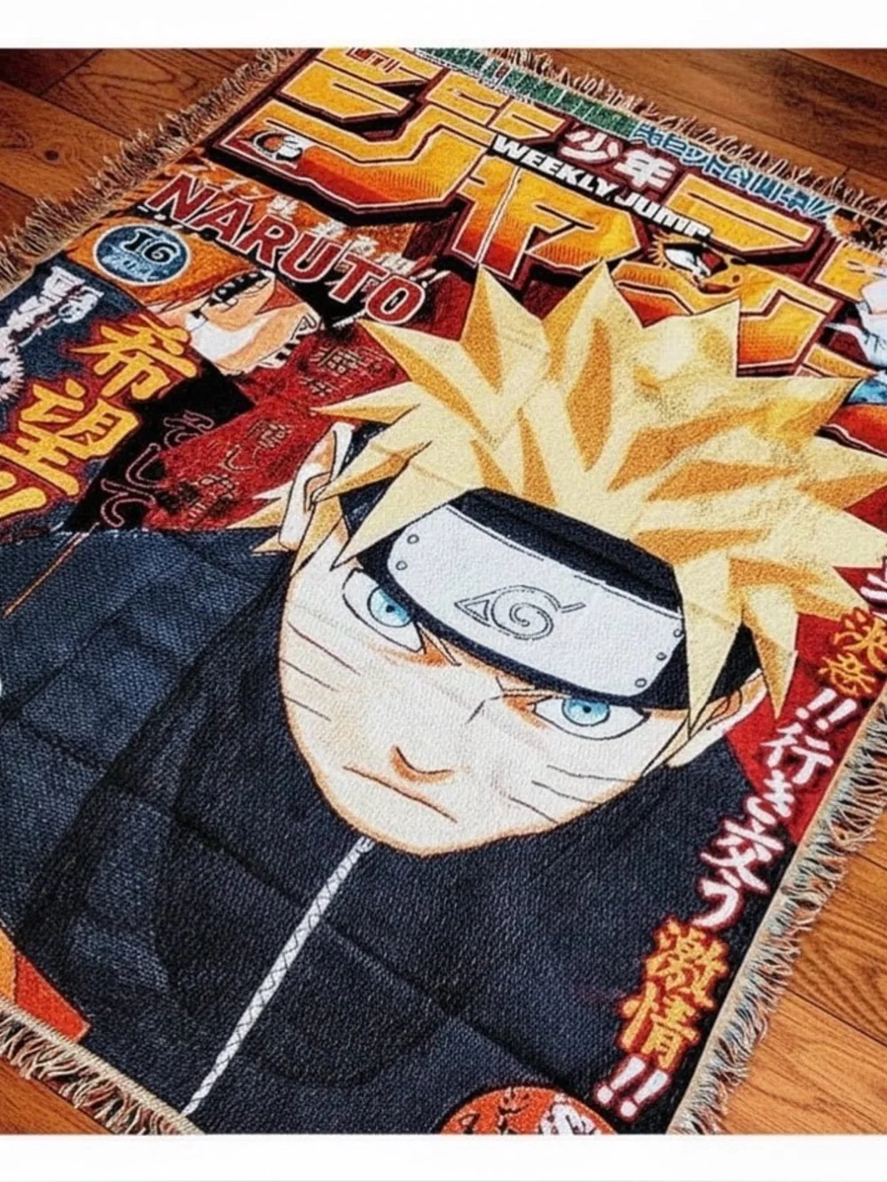 Naruto Weekly Shonen Jump Woven Tapestry Blanket-Vintage Manga Cover Art 60x50”